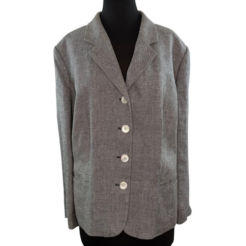 RALPH LAUREN Gray Blazer Linen Diagonal Notch Lapel Single Breasted Formal Sz 20